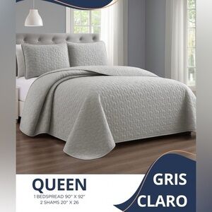 NWT ESCA Light Gray Quilted Bedding Set